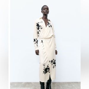 Zara Jacquard Print Midi Dress - Size M